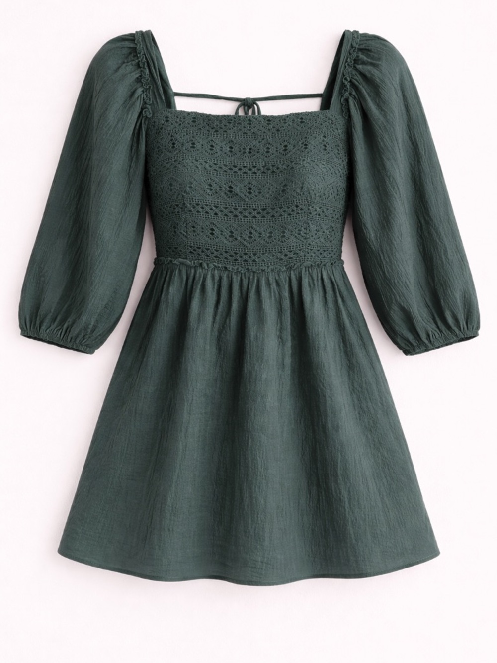 Listicle Dark Green Crochet Mini Dress